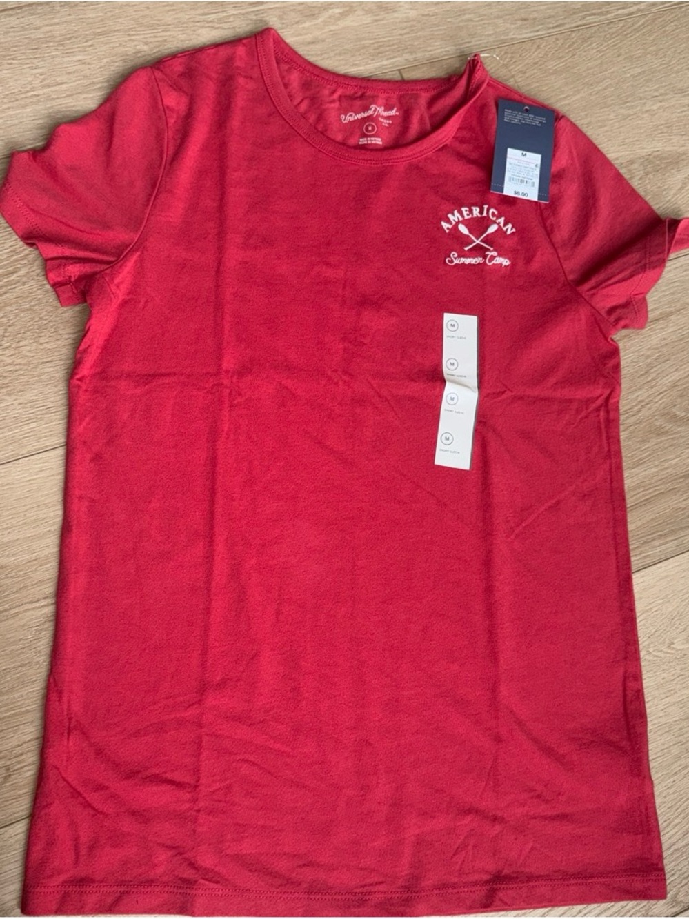 Universal Thread Red Short Sleeve Tee with 'American Summer Camp' Chest Logo